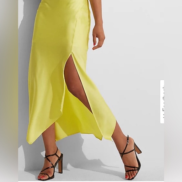 Express Satin Cowl Neck Asymmetrical Hem Midi/maxi Slip Dress - Picture 3 of 5